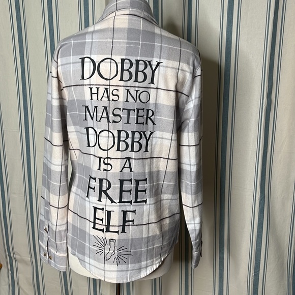 Warner Bros. Other - Rare Dobby Harry Potter flannel cakeworthy cream grey w/ brown pinstripe tartan